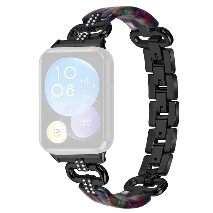 Para Xiaomi Smart Band 8 Pro Resin+Rhinestone Wrist Strap Replacement - Negro