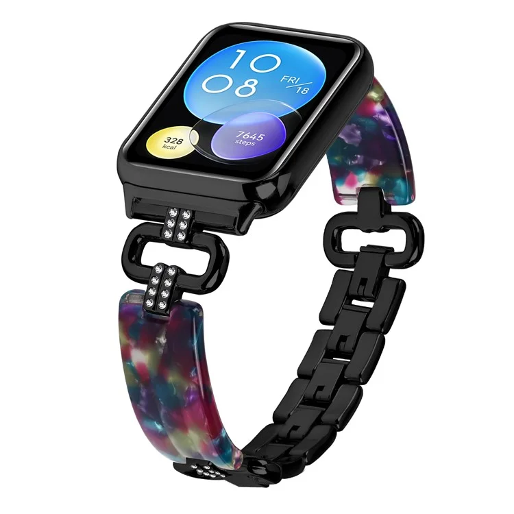 Para Xiaomi Smart Band 8 Pro Resin+Rhinestone Wrist Strap Replacement - Negro