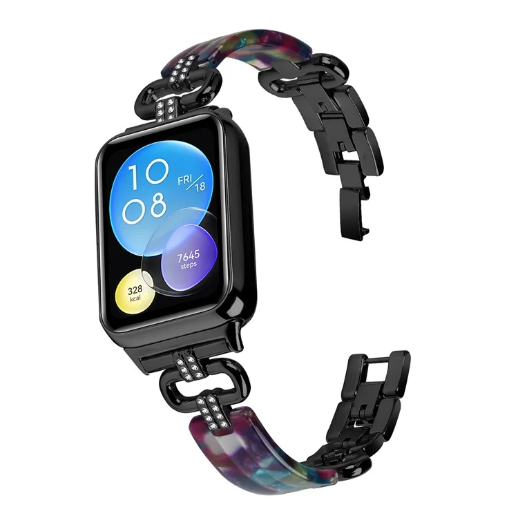Para Xiaomi Smart Band 8 Pro Resin+Rhinestone Wrist Strap Replacement - Negro
