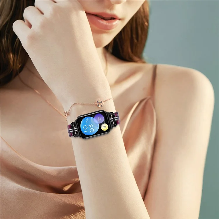 Para Xiaomi Smart Band 8 Pro Resin+Rhinestone Wrist Strap Replacement - Negro