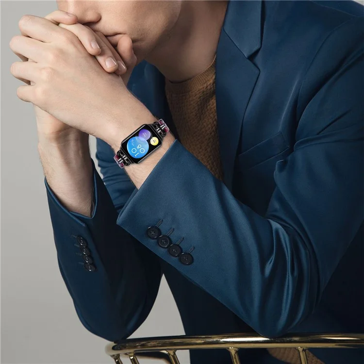 Para Xiaomi Smart Band 8 Pro Resin+Rhinestone Wrist Strap Replacement - Negro