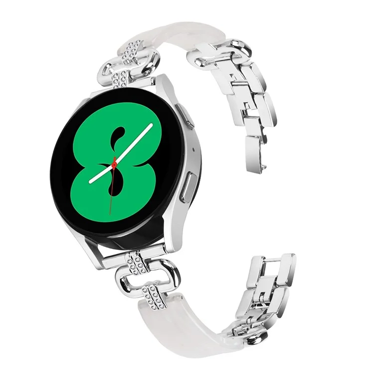 Para Samsung Galaxy Watch4 Active Classic / Watch 5 Pro Active Resin Smart Watch Strap - Plata