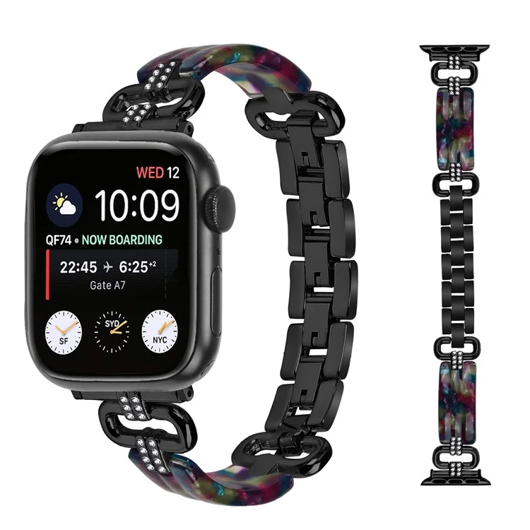 Watch Band for Apple Watch Series 10 42mm / 9 8 7 41mm / SE (2023) SE (2022) SE 6 5 4 40mm / 3 2 1 38mm Resin Wrist Strap - Black