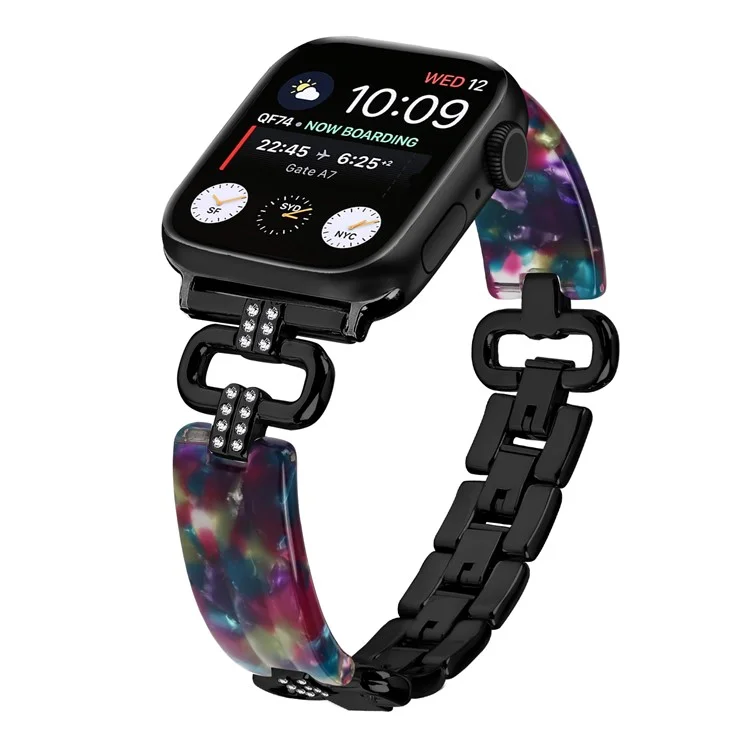 Watch Band for Apple Watch Series 10 42mm / 9 8 7 41mm / SE (2023) SE (2022) SE 6 5 4 40mm / 3 2 1 38mm Resin Wrist Strap - Black