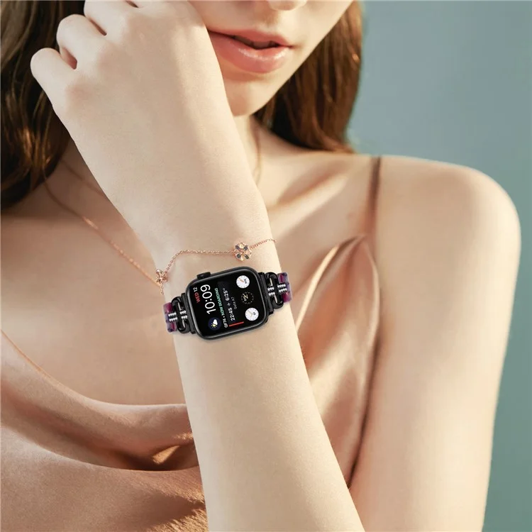 Watch Band for Apple Watch Series 10 42mm / 9 8 7 41mm / SE (2023) SE (2022) SE 6 5 4 40mm / 3 2 1 38mm Resin Wrist Strap - Black