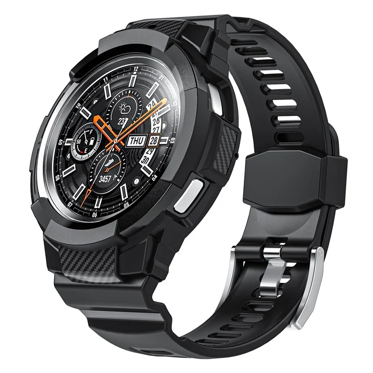 For Samsung Galaxy Watch4 Classic 46mm TPU Watch Strap Adjustable Band with Integrated Watch Case - Black
