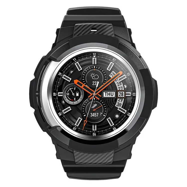 For Samsung Galaxy Watch4 Classic 46mm TPU Watch Strap Adjustable Band with Integrated Watch Case - Black