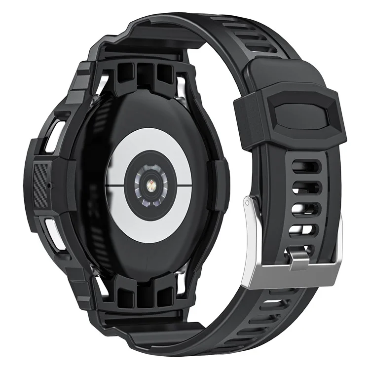 For Samsung Galaxy Watch4 Classic 46mm TPU Watch Strap Adjustable Band with Integrated Watch Case - Black