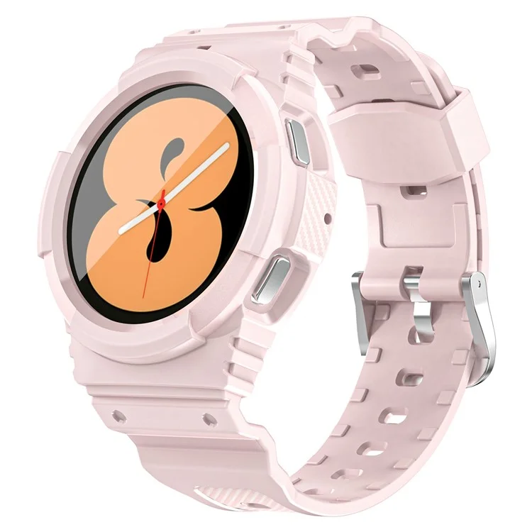 For Samsung Galaxy Watch4 40mm Integrated TPU Watch Strap Adjustable Band with Watch Case - Pink