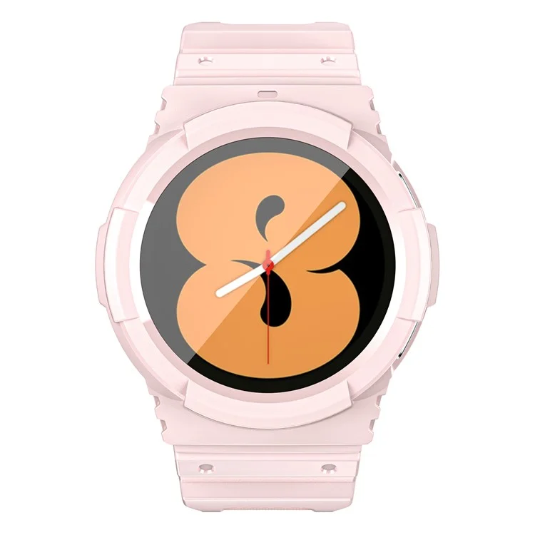 For Samsung Galaxy Watch4 40mm Integrated TPU Watch Strap Adjustable Band with Watch Case - Pink