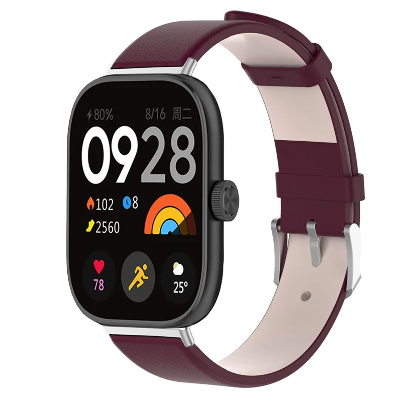For Xiaomi Smart Band 9 Pro / 8 Pro / Redmi Watch 4 / Watch 5 / Watch 5 eSIM Replacement Wrist Band Leather Adjustable Watch Strap - Wine Red