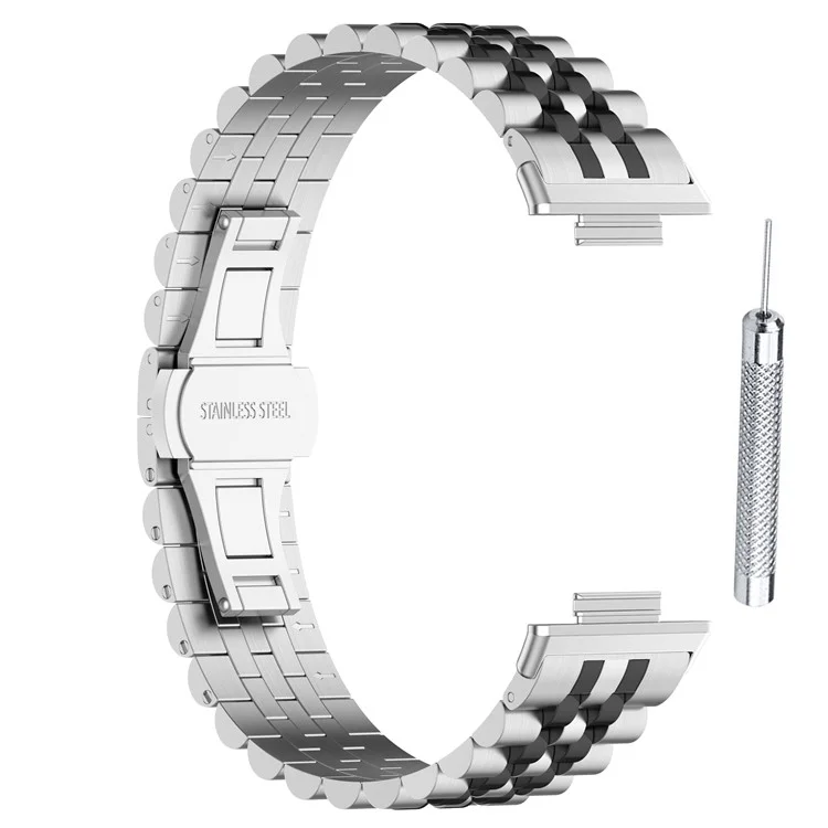 Для Xiaomi Redmi Watch 4 / Smart Band 8 Pro Ремешок для наручных часов из нержавеющей стали Стильный сменный ремешок - Серебро+Черный+Серебро Б