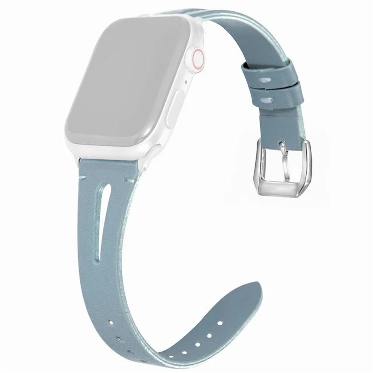 Bracelet de montre pour Apple Watch Série 10 42mm / 9 8 7 41mm / SE (2023) SE (2022) SE 6 5 4 40mm / 3 2 1 38mm Bracelets de rechange en cuir - Bleu