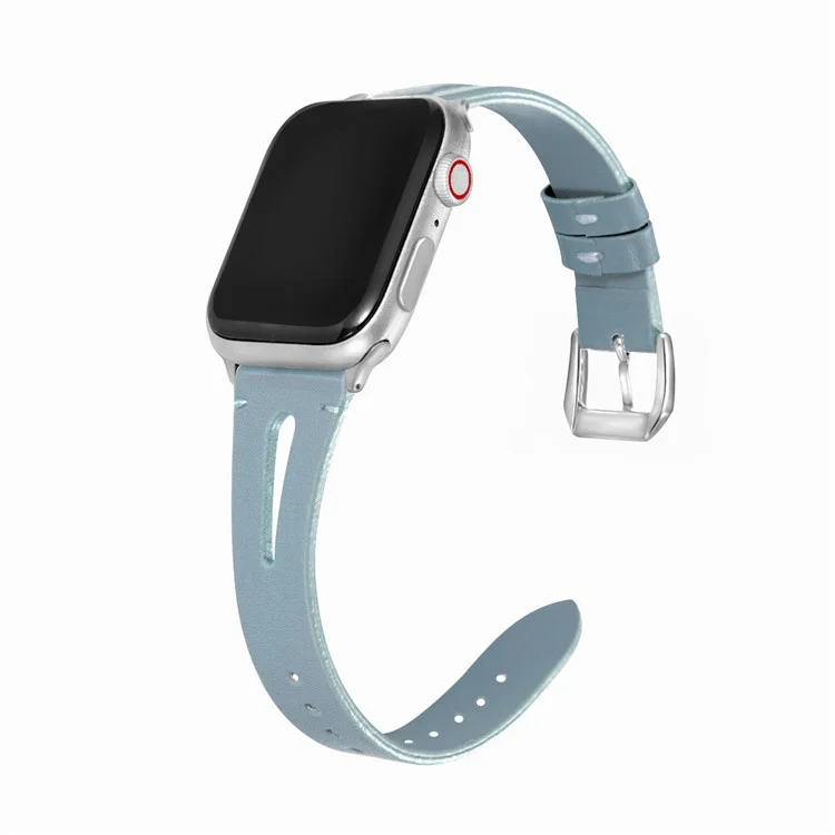 Bracelet de montre pour Apple Watch Série 10 42mm / 9 8 7 41mm / SE (2023) SE (2022) SE 6 5 4 40mm / 3 2 1 38mm Bracelets de rechange en cuir - Bleu