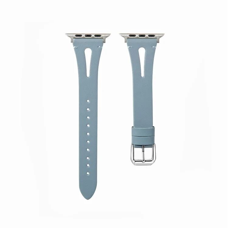 Bracelet de montre pour Apple Watch Série 10 42mm / 9 8 7 41mm / SE (2023) SE (2022) SE 6 5 4 40mm / 3 2 1 38mm Bracelets de rechange en cuir - Bleu