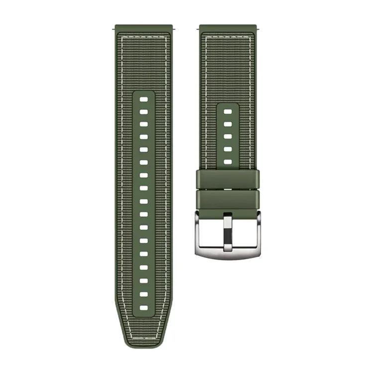 Universal 22mm Breathable Woven Canvas Replacement Strap Adjustable Smartwatch Band - Army Green