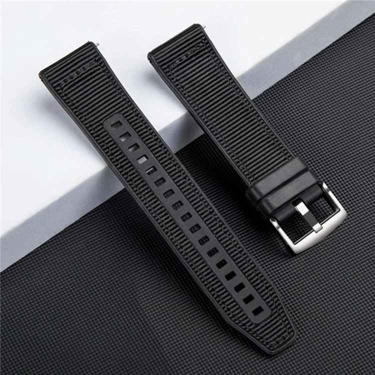 Universal 22mm Breathable Woven Canvas Replacement Strap Adjustable Smartwatch Band - Army Green