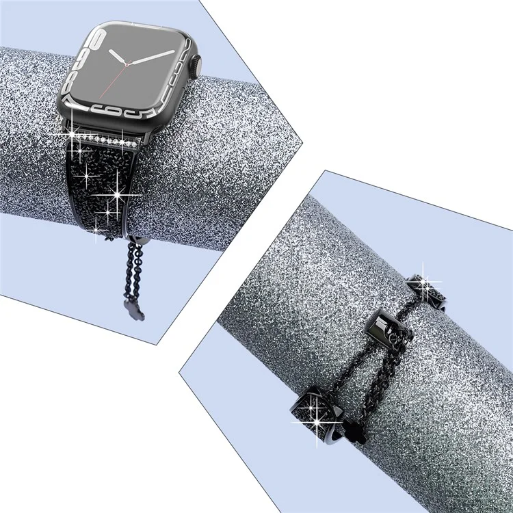 For Apple Watch 10 46mm / Ultra 2 / Ultra 49mm / 9 8 7 45mm / SE (2023) SE (2022) SE 6 5 4 44mm / 3 2 1 42mm Watch Strap - Black / Black