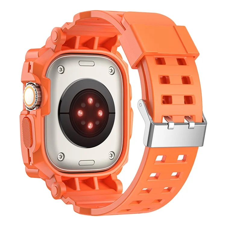 Cinturino in TPU per Apple Watch Ultra 49mm, cinturino per orologio integrale con custodia - Arancione
