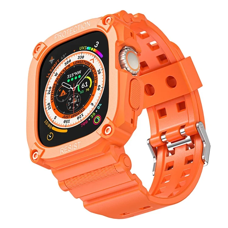 Cinturino in TPU per Apple Watch Ultra 49mm, cinturino per orologio integrale con custodia - Arancione