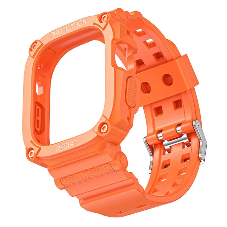 Cinturino in TPU per Apple Watch Ultra 49mm, cinturino per orologio integrale con custodia - Arancione