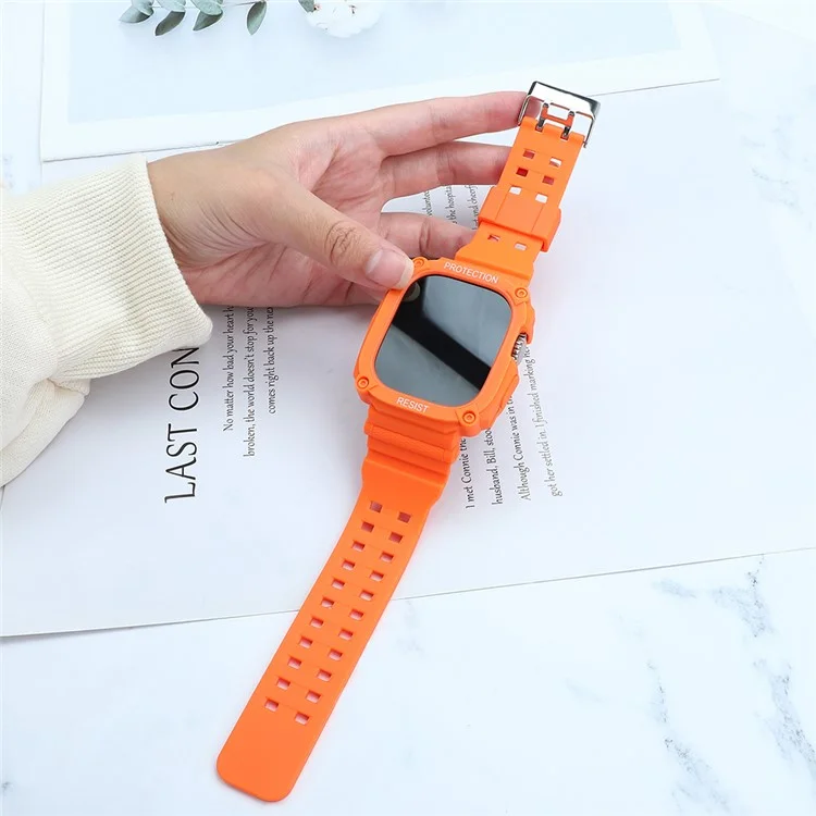 Cinturino in TPU per Apple Watch Ultra 49mm, cinturino per orologio integrale con custodia - Arancione