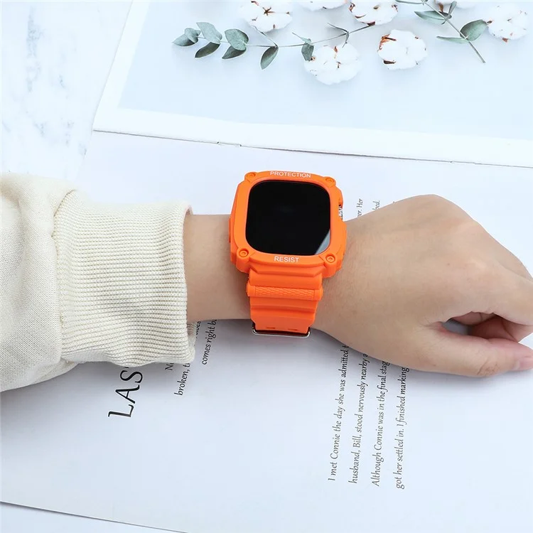 Cinturino in TPU per Apple Watch Ultra 49mm, cinturino per orologio integrale con custodia - Arancione