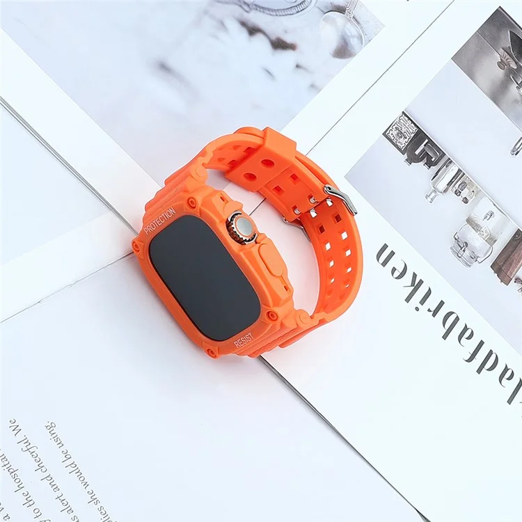 Cinturino in TPU per Apple Watch Ultra 49mm, cinturino per orologio integrale con custodia - Arancione
