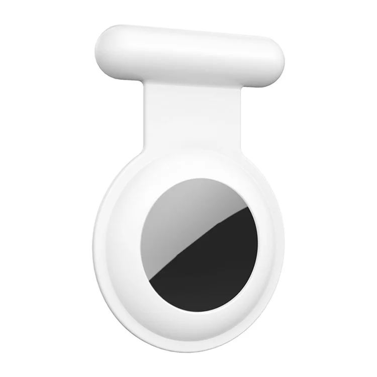 For Apple AirTag Silicone Case Brooch Design Bluetooth-compatible Tracker Cover - White