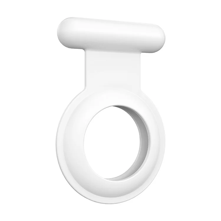 For Apple AirTag Silicone Case Brooch Design Bluetooth-compatible Tracker Cover - White