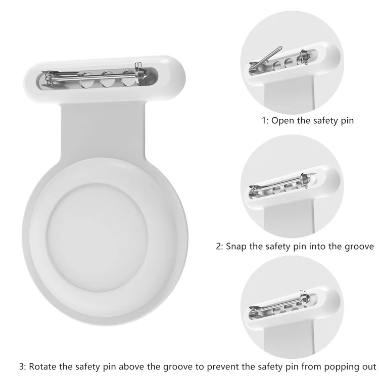 For Apple AirTag Silicone Case Brooch Design Bluetooth-compatible Tracker Cover - White