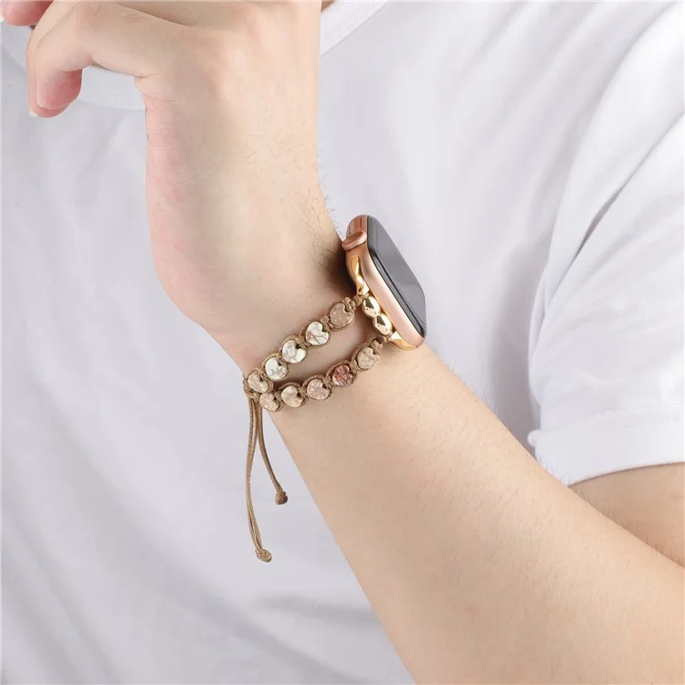 Für Apple Watch 10 46mm / Ultra 2 / Ultra 49mm / 9 8 7 45mm / SE (2023) SE (2022) SE 6 5 4 44mm / 3 2 1 42mm Uhrenarmband Stone Armband - Weiß