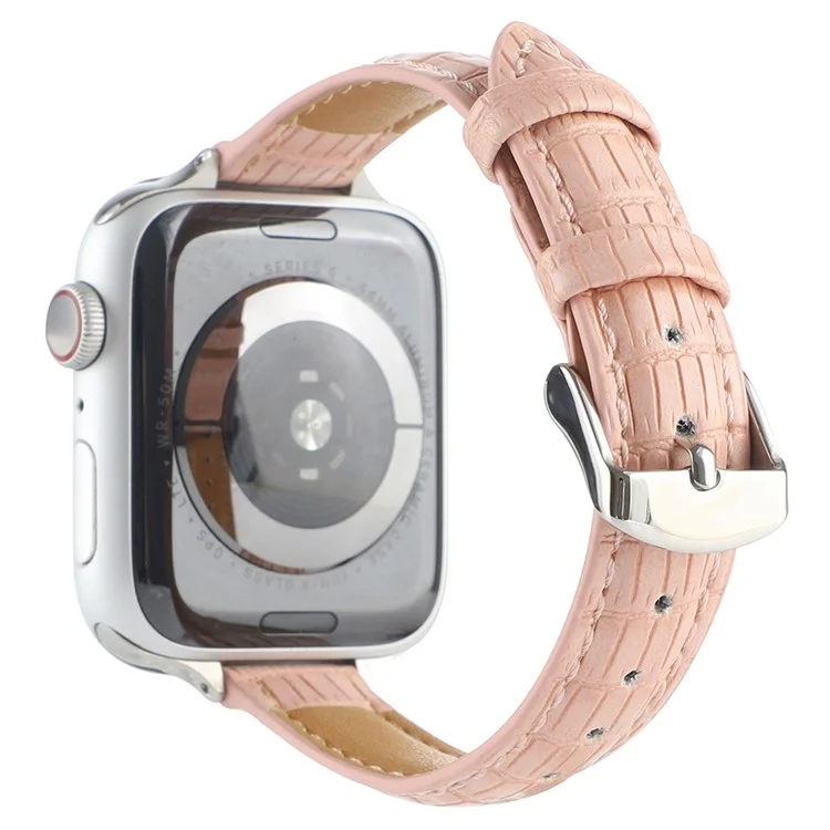 Cinturino in pelle con texture di coccodrillo per Apple Watch Serie 10 da 42 mm / 9 8 7 da 41 mm / SE (2023) SE (2022) SE 6 5 4 da 40 mm / 3 2 1 da 38 mm - Rosa