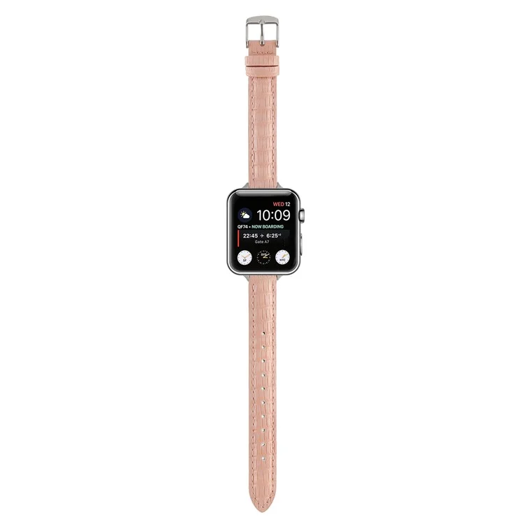 Cinturino in pelle con texture di coccodrillo per Apple Watch Serie 10 da 42 mm / 9 8 7 da 41 mm / SE (2023) SE (2022) SE 6 5 4 da 40 mm / 3 2 1 da 38 mm - Rosa