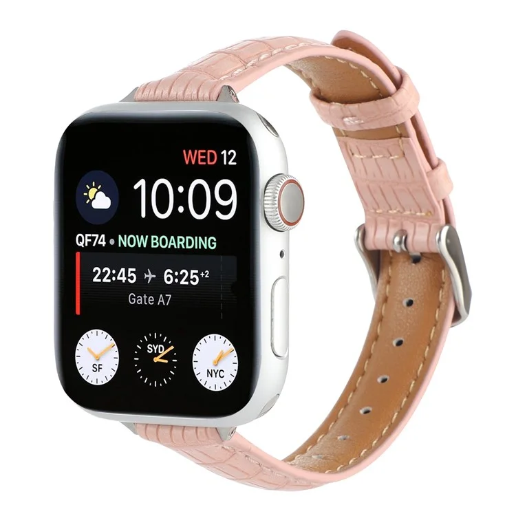 Cinturino in pelle con texture di coccodrillo per Apple Watch Serie 10 da 42 mm / 9 8 7 da 41 mm / SE (2023) SE (2022) SE 6 5 4 da 40 mm / 3 2 1 da 38 mm - Rosa