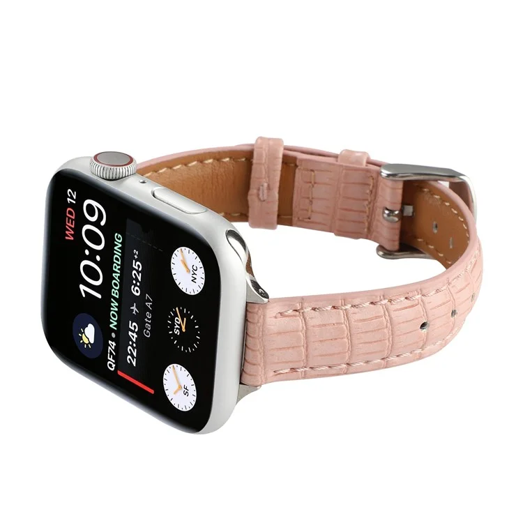 Cinturino in pelle con texture di coccodrillo per Apple Watch Serie 10 da 42 mm / 9 8 7 da 41 mm / SE (2023) SE (2022) SE 6 5 4 da 40 mm / 3 2 1 da 38 mm - Rosa