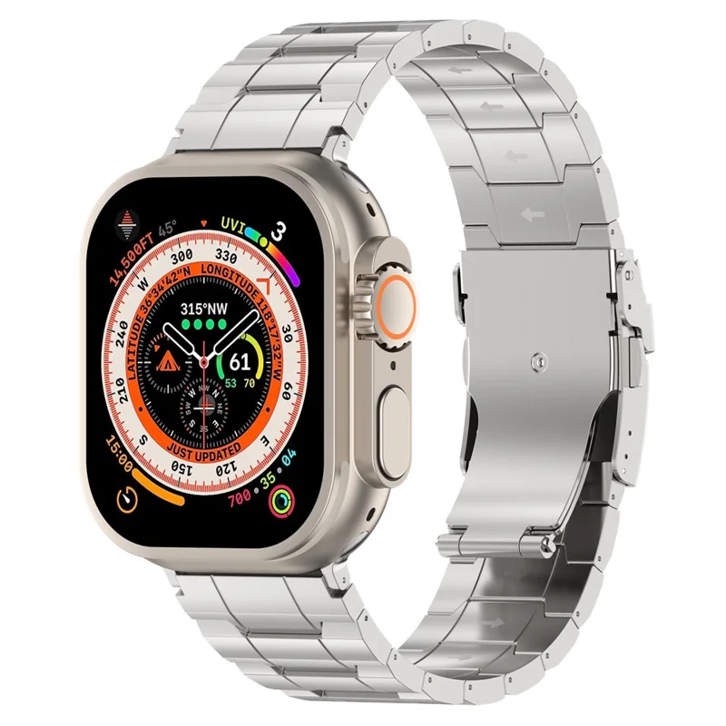 For Apple Watch Ultra 3 2 1 49mm / Series 11 10 46mm / 9 8 7 45mm / SE3 SE2 SE 6 5 4 44mm / 3 2 1 42mm Titanium Steel Watch Band - Silver