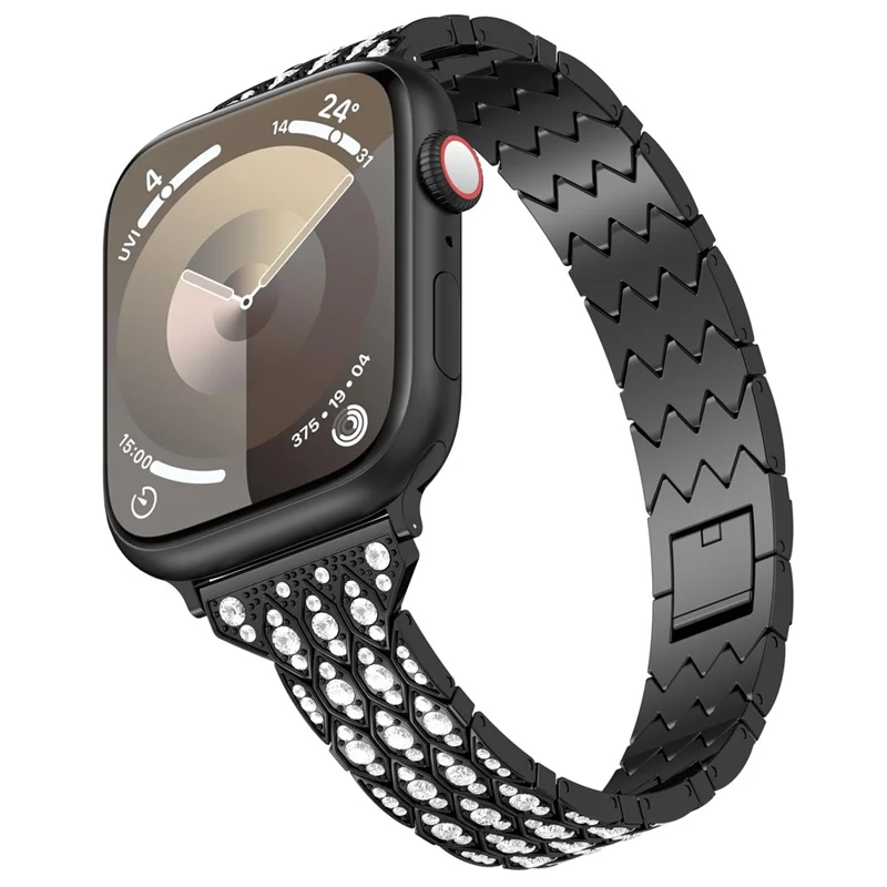Für Apple Watch 10 46mm / Ultra 2 / Ultra 49mm / 9 8 7 45mm / SE (2023) SE (2022) SE 6 5 4 44mm / 3 2 1 42mm Watch Band Rhinestone Strap - Schwarz