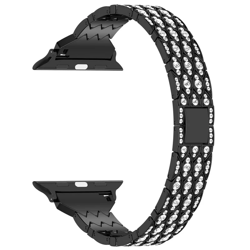 Für Apple Watch Series 10 42mm / 9 8 7 41mm / SE (2023) SE (2022) SE 6 5 4 40mm / 3 2 1 38mm Uhrarmband Metallarmband Strass - Schwarz