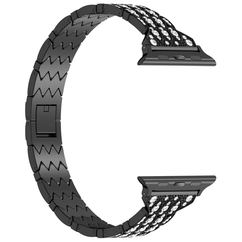 Für Apple Watch Series 10 42mm / 9 8 7 41mm / SE (2023) SE (2022) SE 6 5 4 40mm / 3 2 1 38mm Uhrarmband Metallarmband Strass - Schwarz