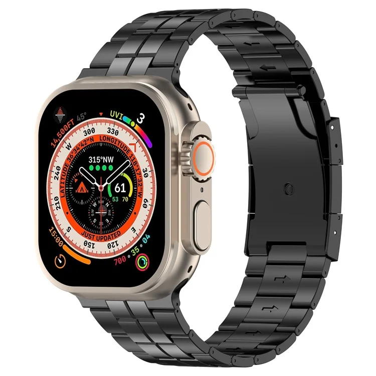 Bracelet en acier titane pour Apple Watch 10 46mm / Ultra 2 / Ultra 49mm / 9 8 7 45mm / SE (2023) SE (2022) SE 6 5 4 44mm / 3 2 1 42mm - Noir