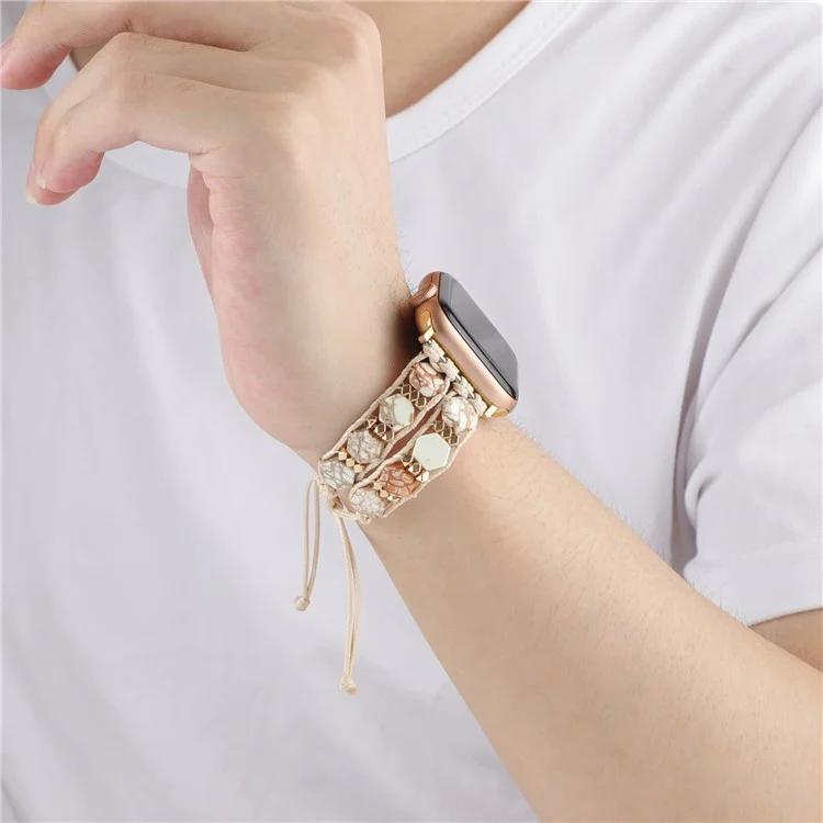 Für Apple Watch 10 46mm / Ultra 2 / Ultra 49mm / 9 8 7 45mm / SE (2023) SE (2022) SE 6 5 4 44mm / 3 2 1 42mm Stone Armband - Weiß
