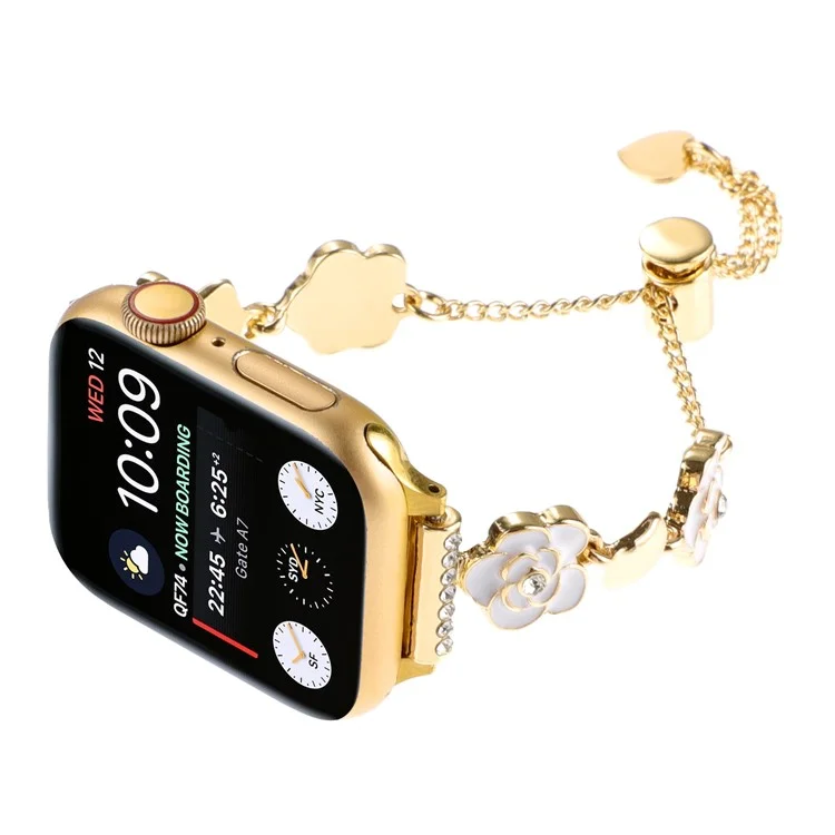 Armband für Apple Watch Series 10 42mm / 9 8 7 41mm / SE (2023) SE (2022) SE 6 5 4 40mm / 3 2 1 38mm Metallarmband - Weiß / Gold