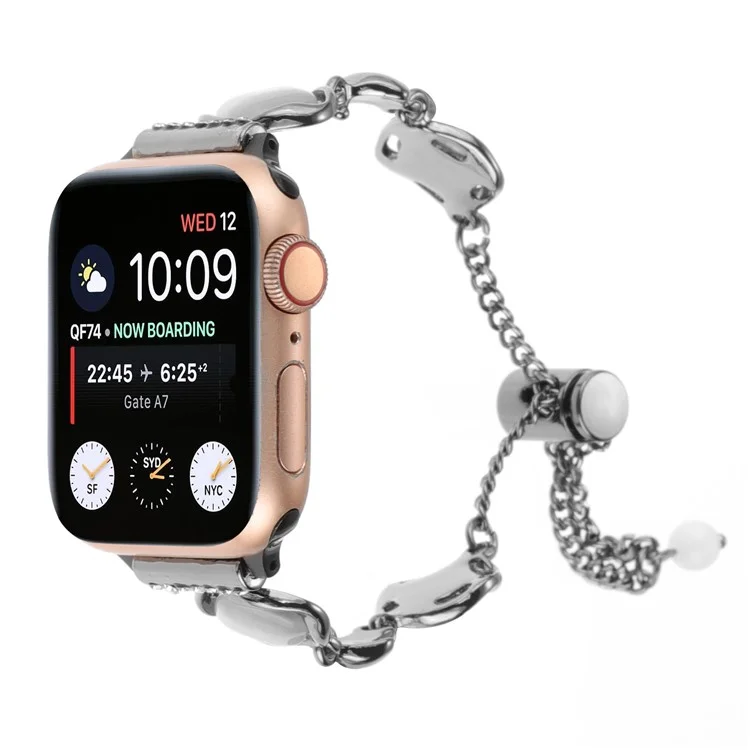 Strap for Apple Watch Series 10 42mm / 9 8 7 41mm / SE (2023) SE (2022) SE 6 5 4 40mm / 3 2 1 38mm Metal Chain Watch Strap - Black