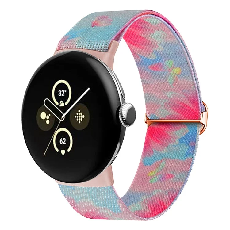 Para el Google Pixel Watch 3 de 41 mm / Watch 2 / Pixel Watch Correas de patrones Correas de reloj de nailon ajustables - Flores y mariposas