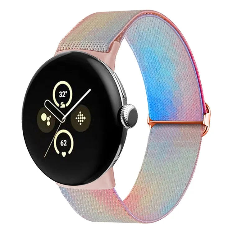 Per Google Pixel Watch 3 41mm / Watch 2 / Pixel Watch Pattern Straps Adjustable Nylon Watch Band - Phantom Aurora