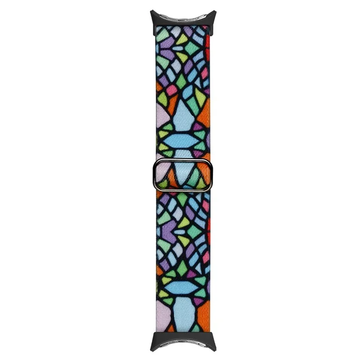 For Google Pixel Watch / Watch 2 Pattern Straps Adjustable Nylon Watch Band - Geometric Rainbow
