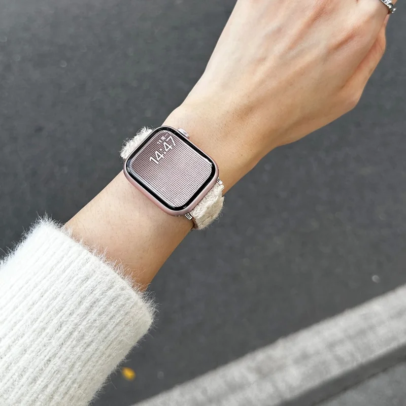 Per Apple Watch 10 46mm / Ultra 2 / Ultra 49mm / 9 8 7 45mm / SE (2023) SE (2022) SE 6 5 4 44mm / 3 2 1 42mm Splicing Wrist Strap  - Bianco+Marrone