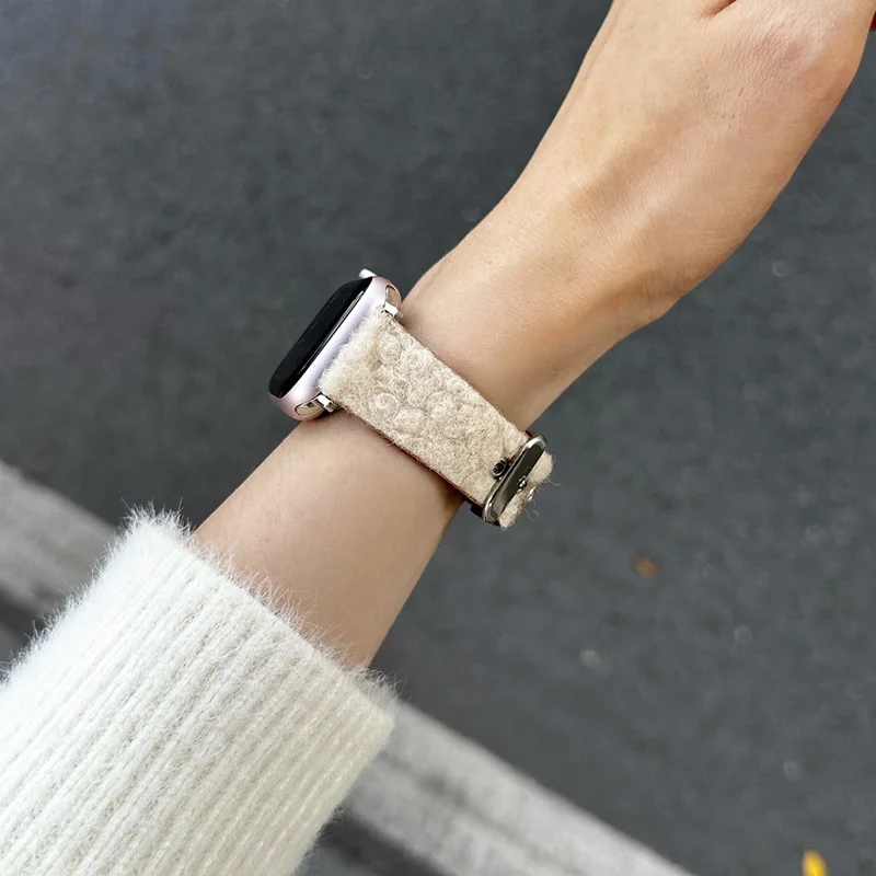 Per Apple Watch 10 46mm / Ultra 2 / Ultra 49mm / 9 8 7 45mm / SE (2023) SE (2022) SE 6 5 4 44mm / 3 2 1 42mm Splicing Wrist Strap  - Bianco+Marrone