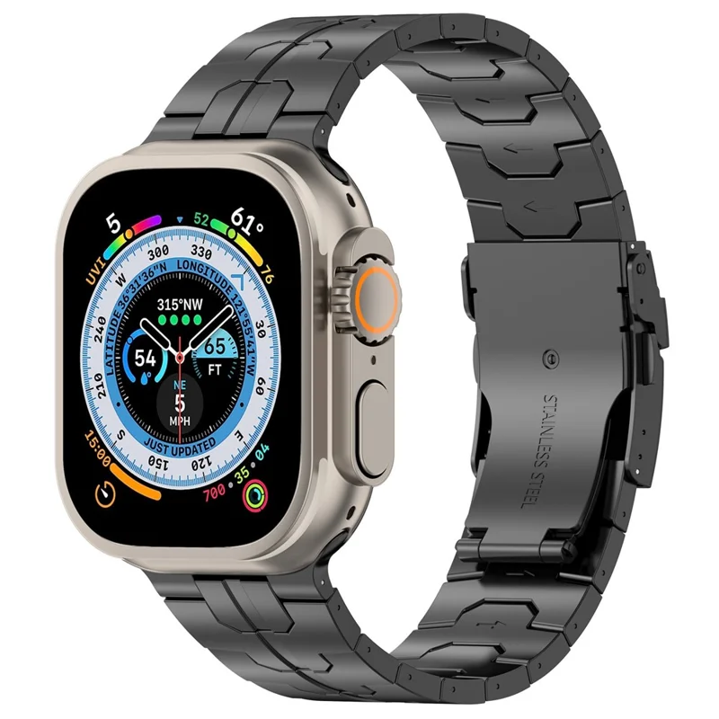 For Apple Watch Ultra 3 2 1 49mm / Series 11 10 46mm / 9 8 7 45mm / SE3 SE2 SE 6 5 4 44mm / 3 2 1 42mm Band Titanium Metal Strap - Black
